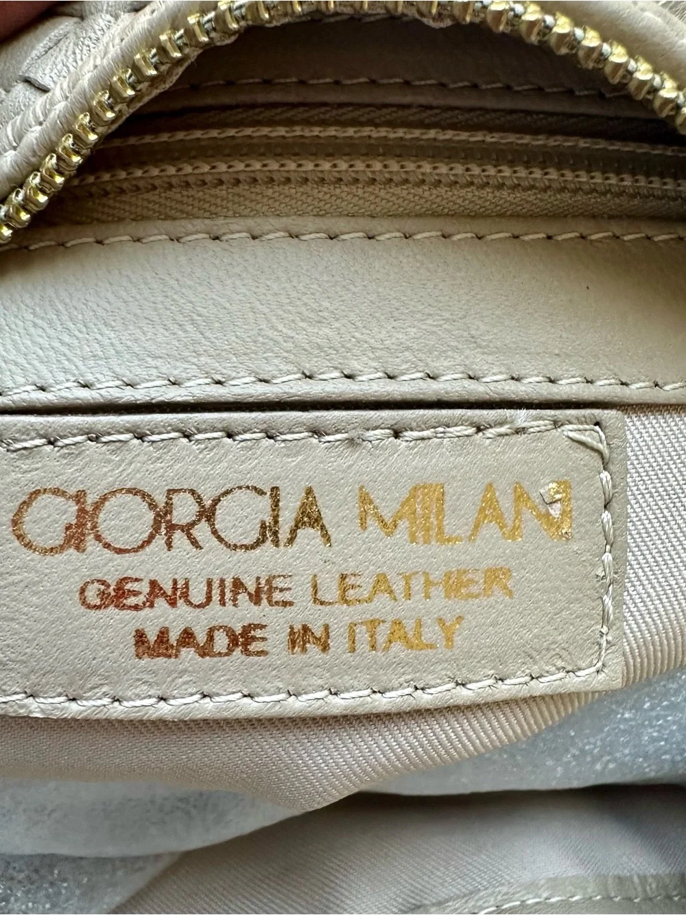 Georgia Milano Leather Woven Crossbody Bag in Taupe